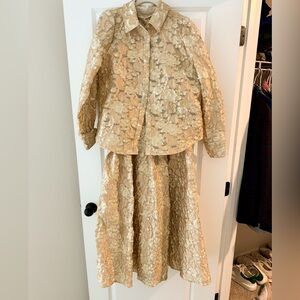 Elegant Gold Floral Two-Piece Set